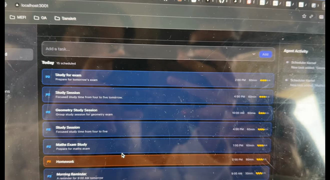 The schedule viewed through Meta Ray-Ban glasses